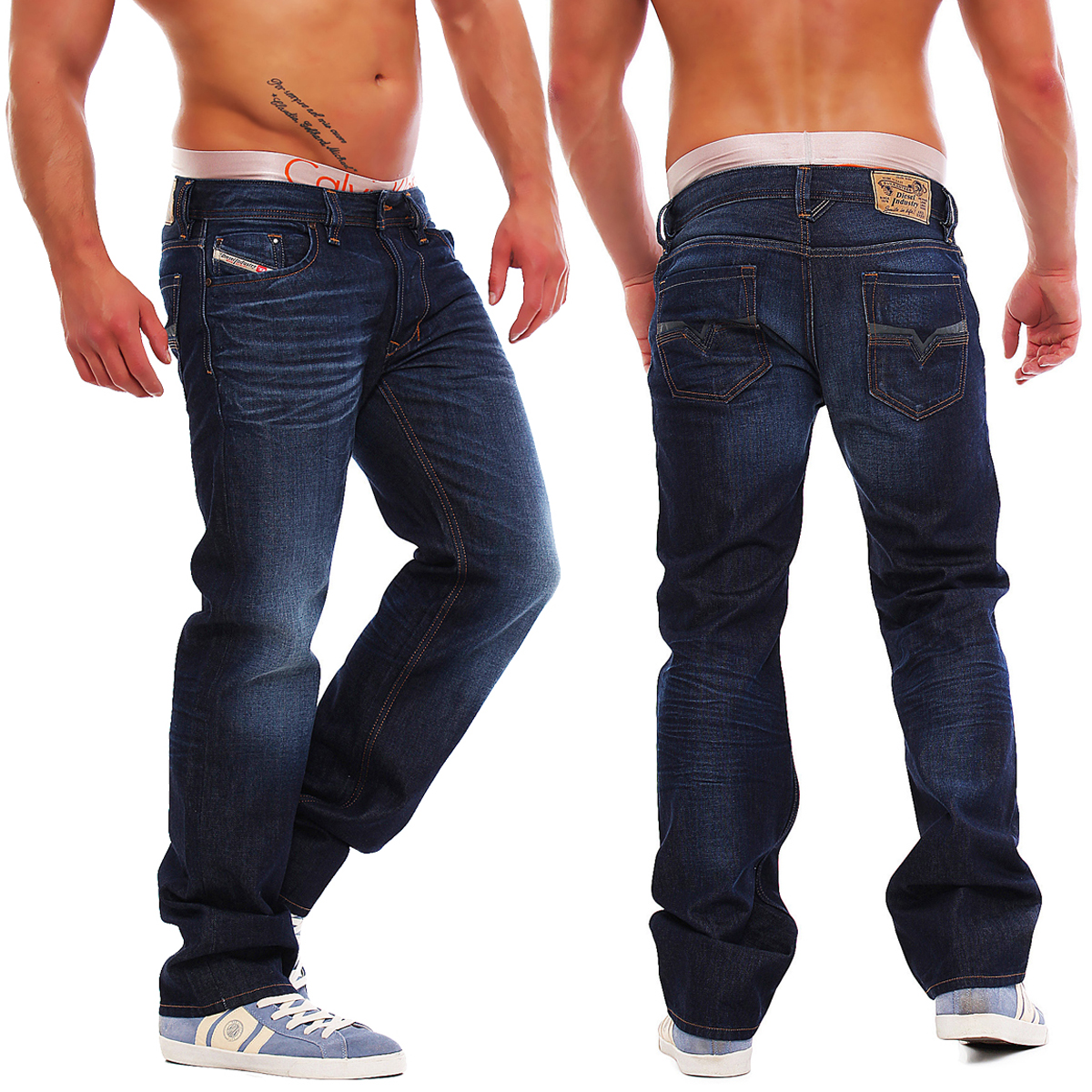Diesel Jeans Larkee 0073n Mens Pants Regular Straight Dark Blue New Ebay